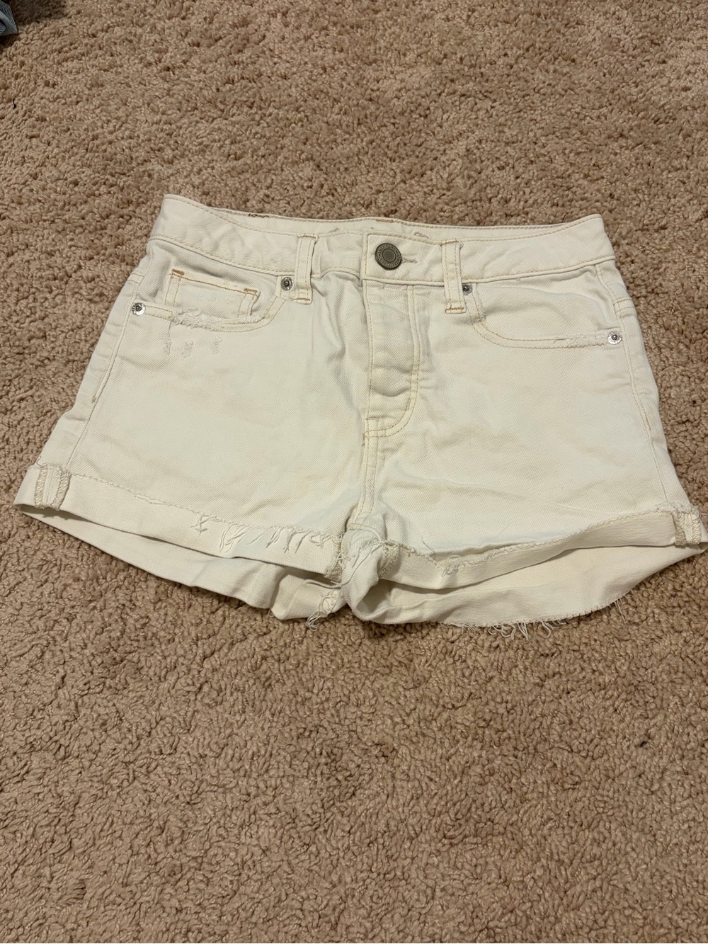 American Eagle Outfitters Cream Denim Shorts